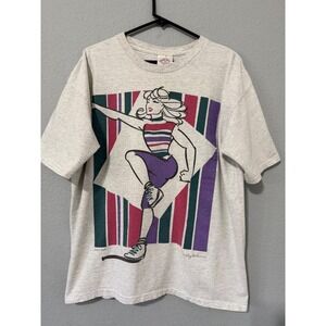 Vintage 1994 Ty Wilson Aerobics Graphic T-Shirt Gray XL Preshrunk Made in USA